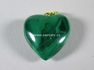 malachit, srdce s očkem