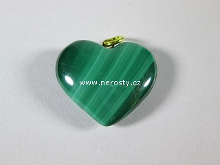 malachit, srdce s očkem