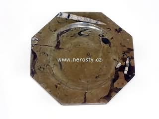 mramor s fosíliemi, osmiboký talíř
